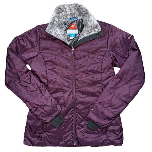 Columbia Women's Small Frostfecta Down Jacket Deep Dark Purple Coat Omni-heat - Picture 3 of 4